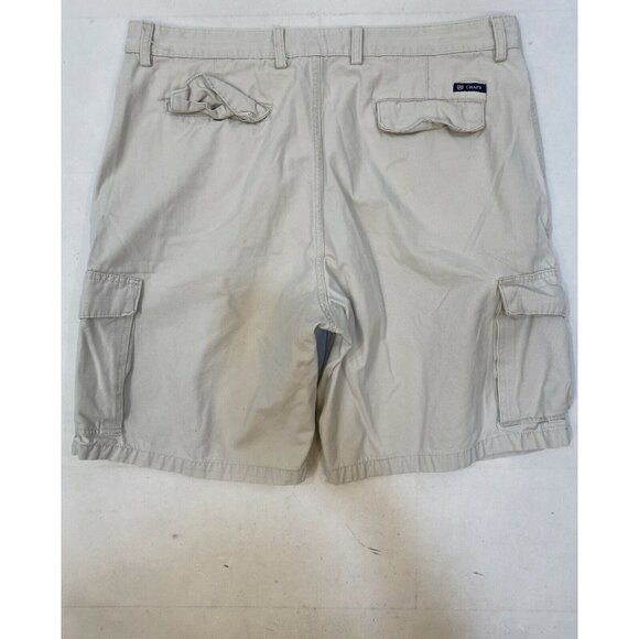 Chaps Mens Cargo Pockets Cotton Shorts 38x10 Light Tan Beige Flat Front Button - Picture 2 of 10